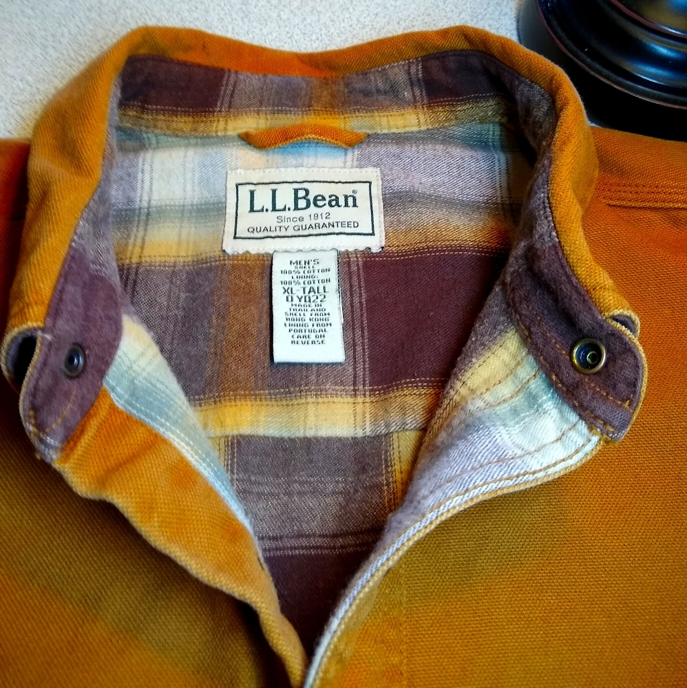 Men's LL Bean Canvas Flannel-lined Overshirt
